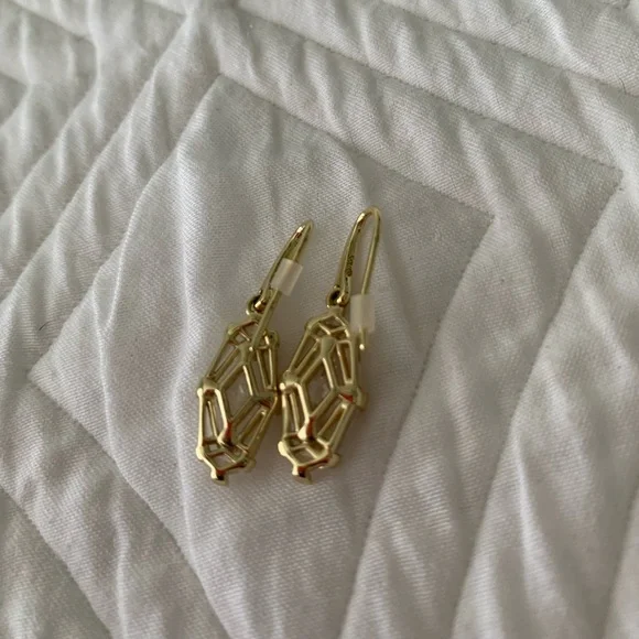 Lindy Rae Gold Drop Earrings in White CZ - Picture 4 of 5